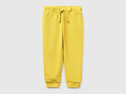 Benetton Yellow Boys Organic Cotton Sweatpants with Logo SKU: 3J70GF010_1C7 Image 01