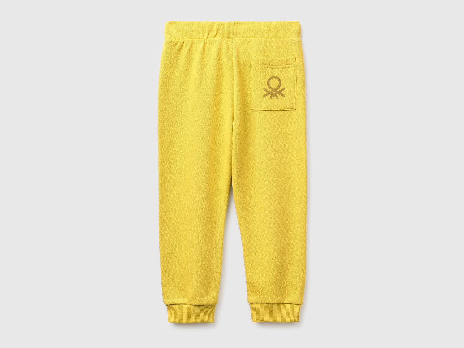 Benetton Yellow Boys Organic Cotton Sweatpants with Logo SKU: 3J70GF010_1C7 Image 02