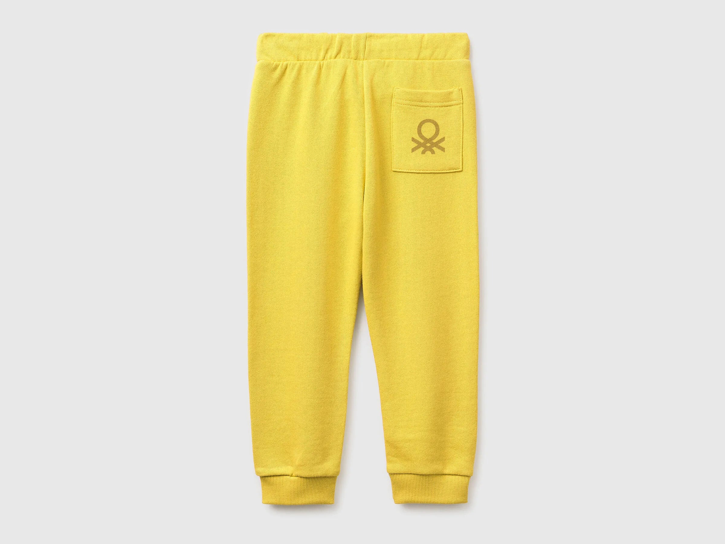 Benetton Yellow Boys Organic Cotton Sweatpants with Logo SKU: 3J70GF010_1C7 Image 02