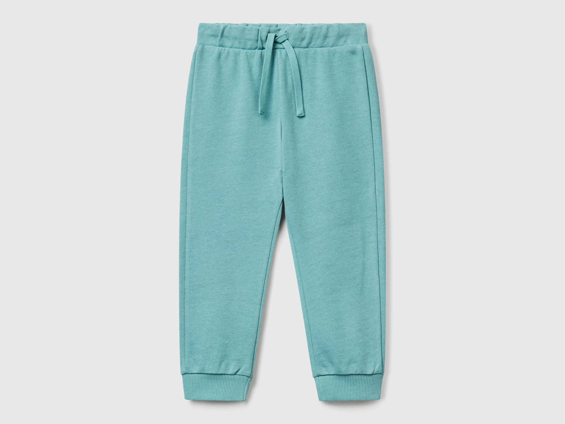 Benetton Sky Blue Boys Cotton Trousers with Logo SKU: 3J70GF010_33K Image 01