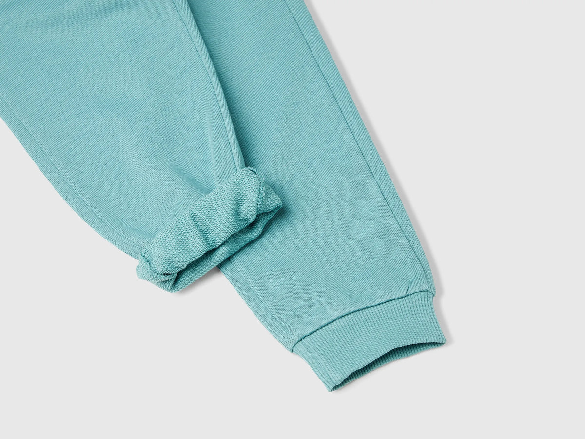 Benetton Sky Blue Boys Cotton Trousers with Logo SKU: 3J70GF010_33K Image 03