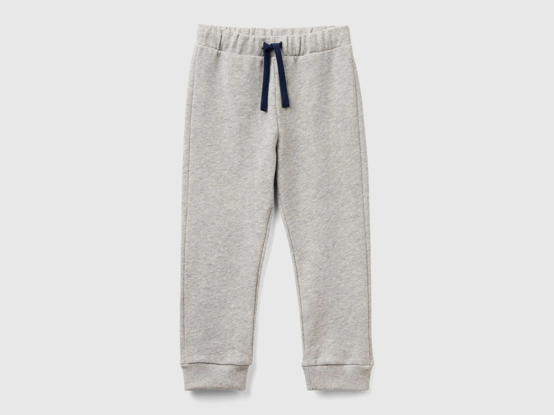 Benetton Light Gray Boys Cotton Trousers with Logo SKU: 3J70GF010_501 Image 01