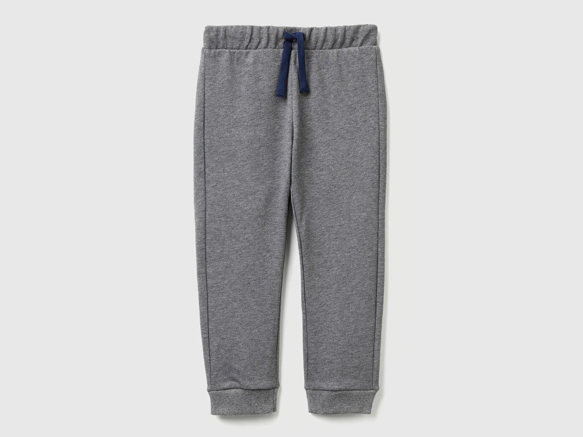 Benetton Dark Gray Boys Cotton Trousers with Logo SKU: 3J70GF010_507 Image 01