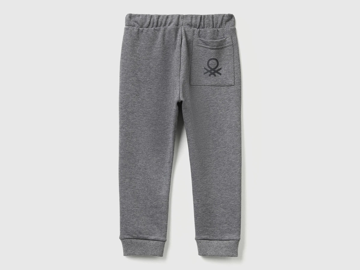Benetton Dark Gray Boys Cotton Trousers with Logo SKU: 3J70GF010_507 Image 02
