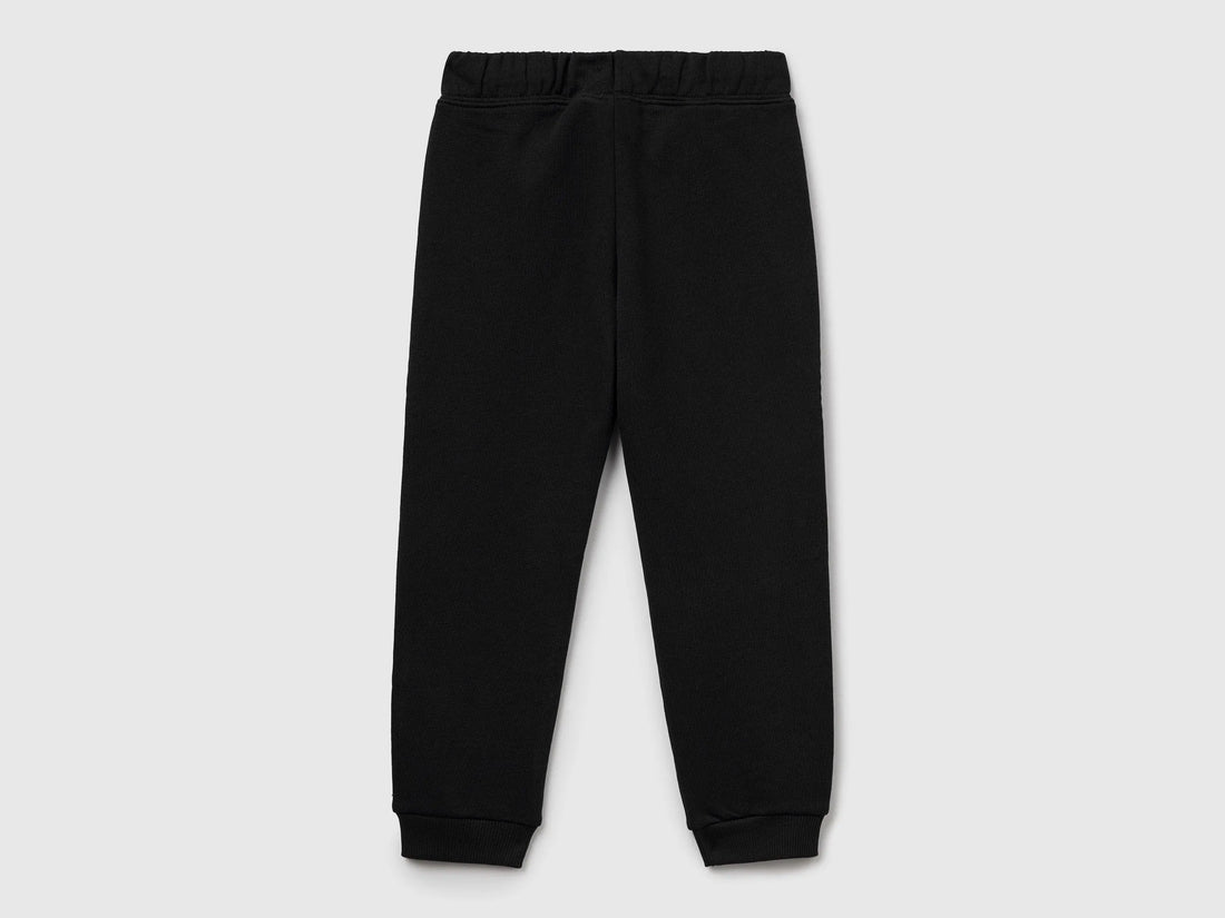 Benetton Black Girls Cotton Sweatpants SKU: 3J70GF01N_100 Image 02
