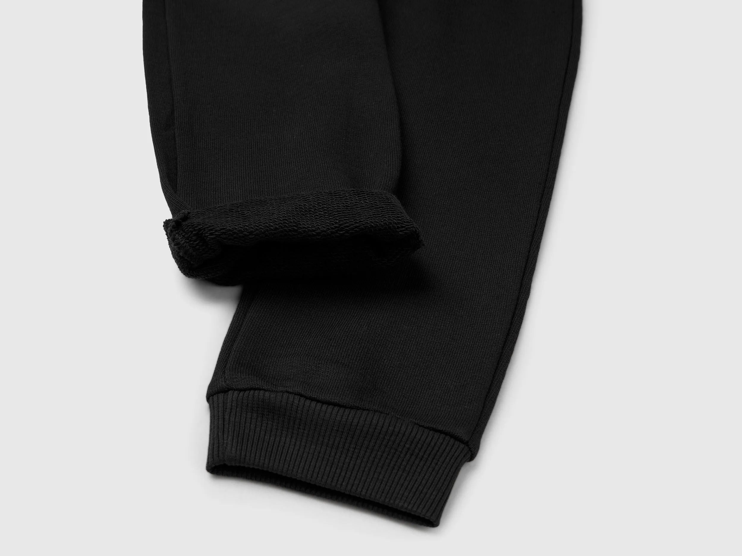 Benetton Black Girls Cotton Sweatpants SKU: 3J70GF01N_100 Image 03