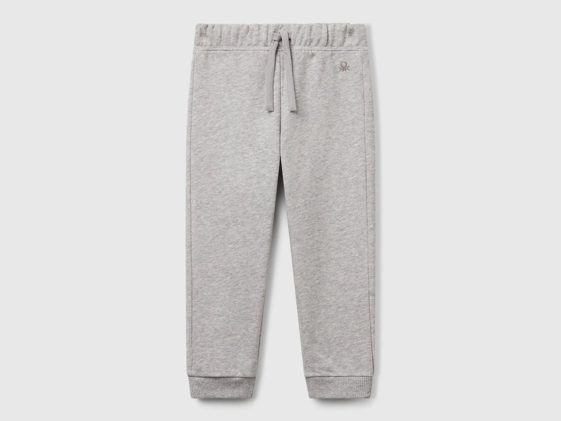 Benetton Light Gray Girls Cotton Sweatpants SKU: 3J70GF01N_501 Image 01