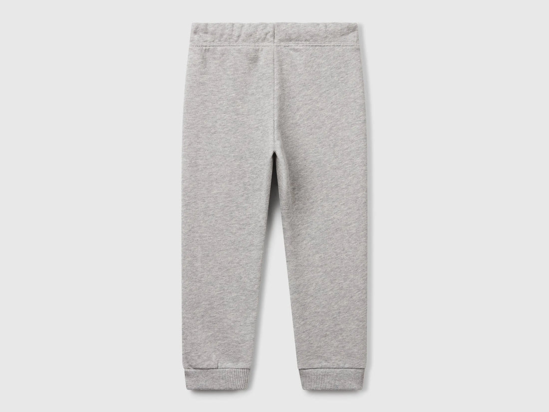 Benetton Light Gray Girls Cotton Sweatpants SKU: 3J70GF01N_501 Image 02