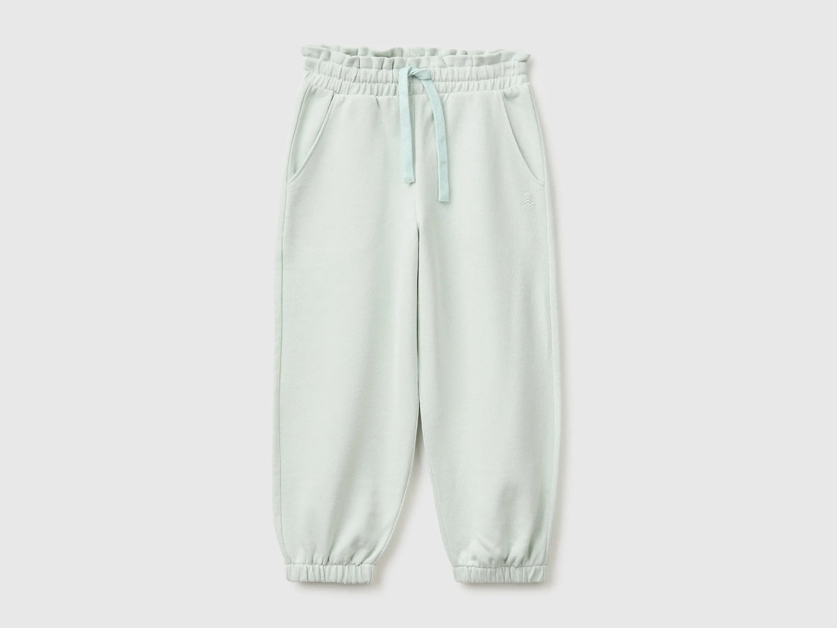 Benetton Light Green Girls Organic Cotton Fleece Joggers SKU: 3J70GF05I_00M Image 01