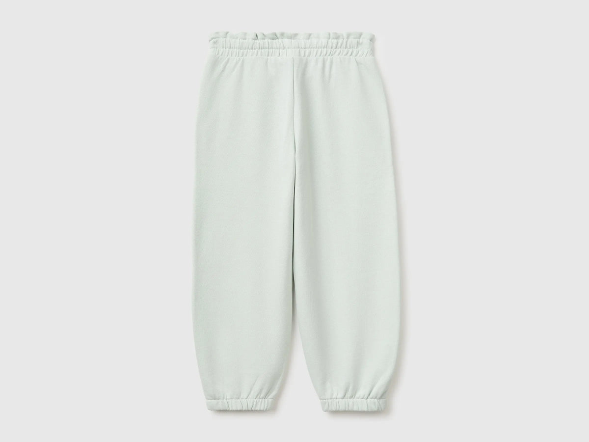 Benetton Light Green Girls Organic Cotton Fleece Joggers SKU: 3J70GF05I_00M Image 02