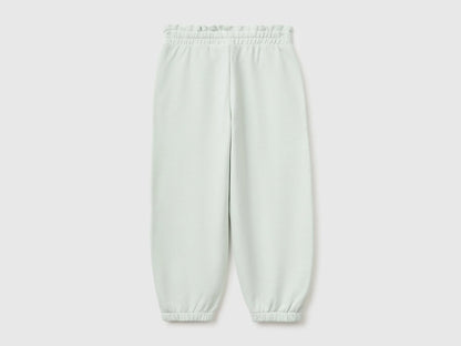 Benetton Light Green Girls Organic Cotton Fleece Joggers SKU: 3J70GF05I_00M Image 02