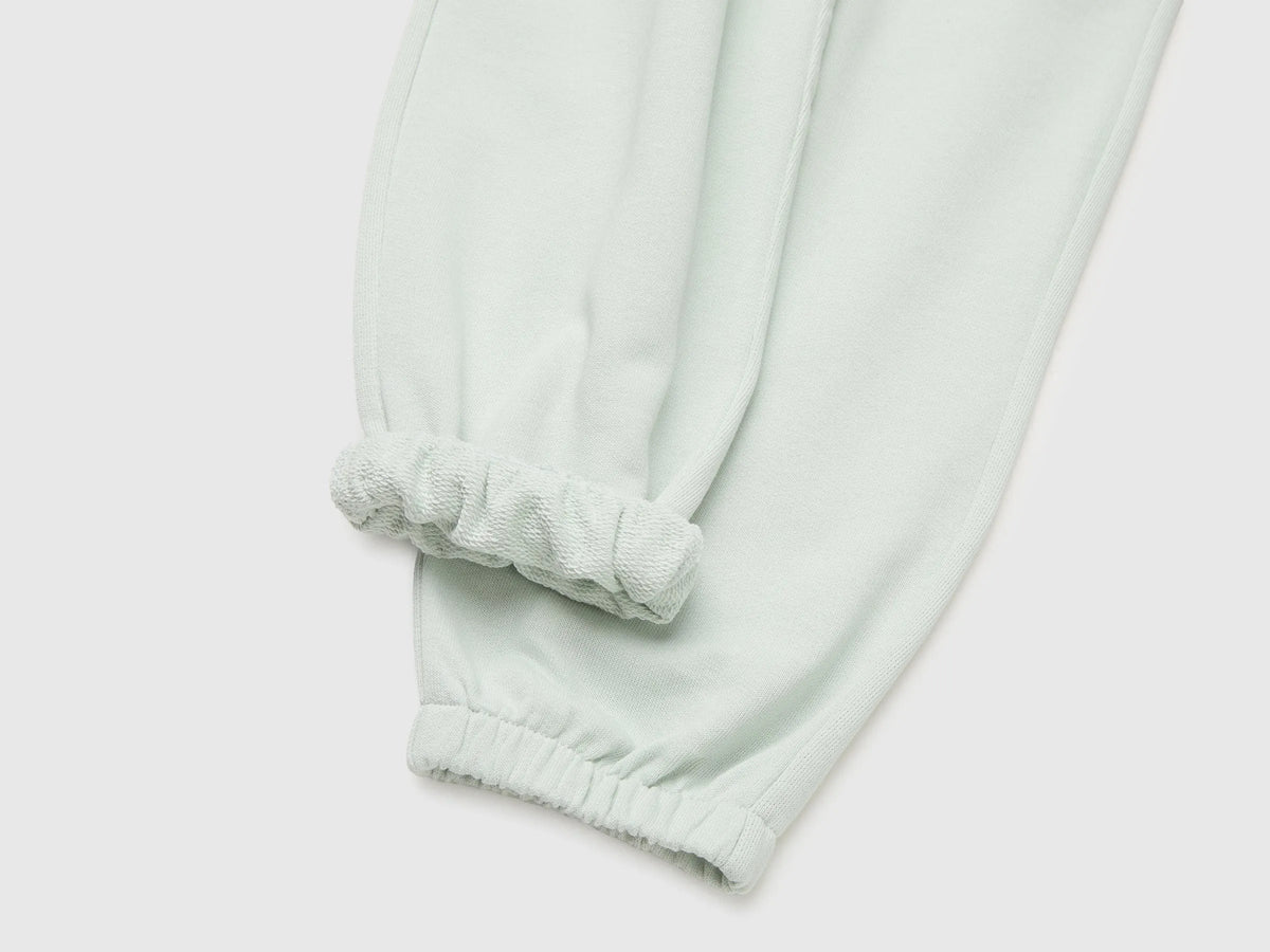 Benetton Light Green Girls Organic Cotton Fleece Joggers SKU: 3J70GF05I_00M Image 03
