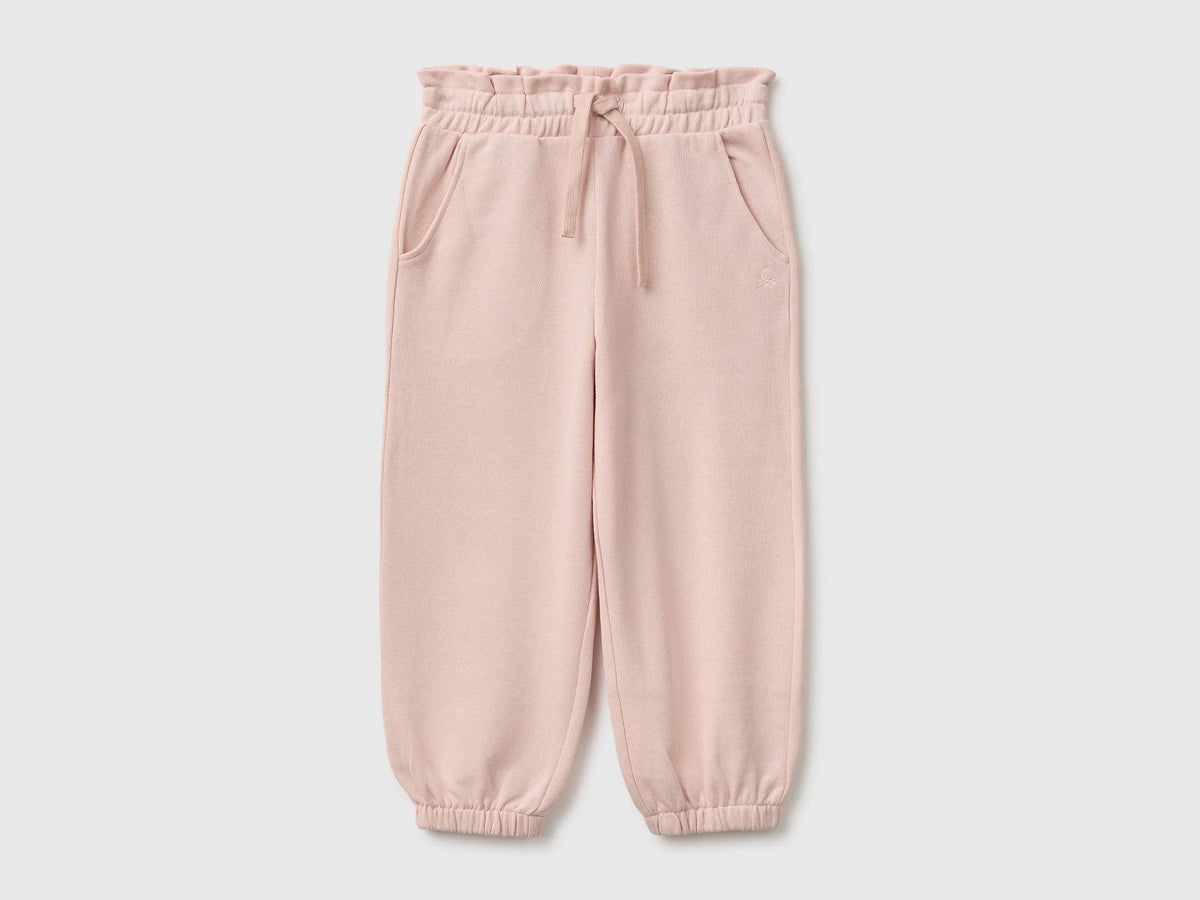 Benetton Soft Pink Girls Organic Cotton Fleece Joggers SKU: 3J70GF05I_08Q Image 01