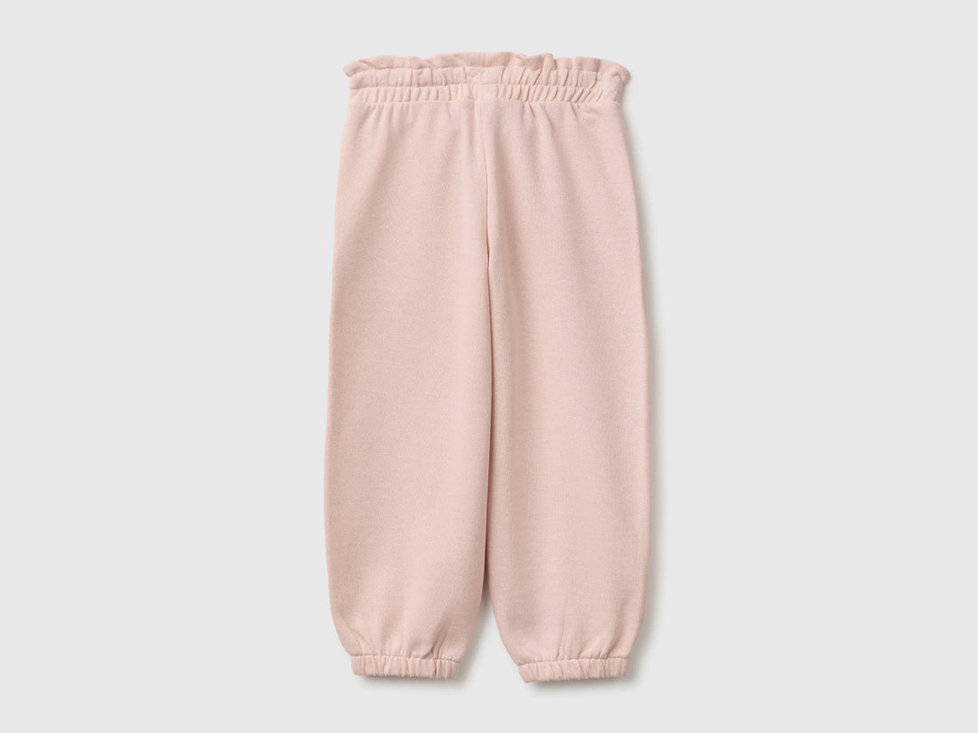 Benetton Soft Pink Girls Organic Cotton Fleece Joggers SKU: 3J70GF05I_08Q Image 02