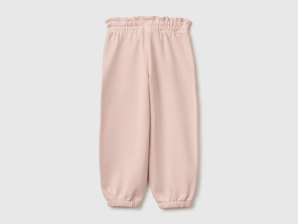 Benetton Soft Pink Girls Organic Cotton Fleece Joggers SKU: 3J70GF05I_08Q Image 02