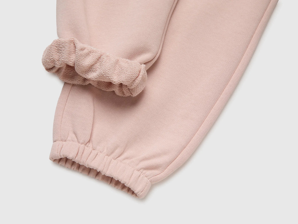 Benetton Soft Pink Girls Organic Cotton Fleece Joggers SKU: 3J70GF05I_08Q Image 03