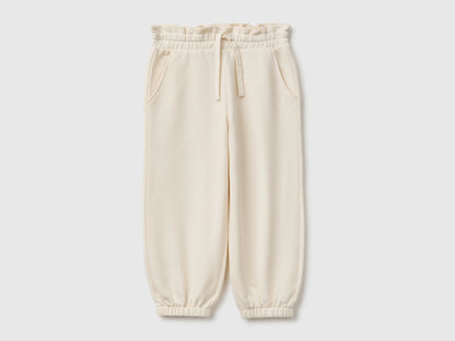 Benetton Creamy White Girls Organic Cotton Fleece Joggers SKU: 3J70GF05I_0R2 Image 01