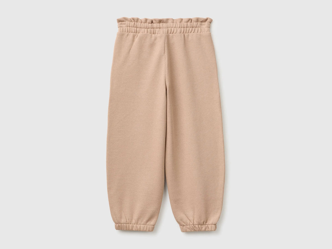 Benetton Dove Gray Girls Organic Cotton Fleece Joggers SKU: 3J70GF05I_199 Image 02