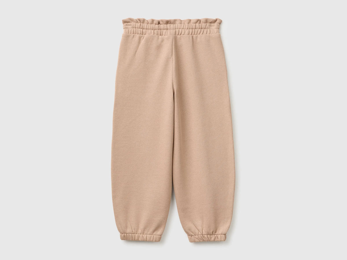 Benetton Dove Gray Girls Organic Cotton Fleece Joggers SKU: 3J70GF05I_199 Image 02