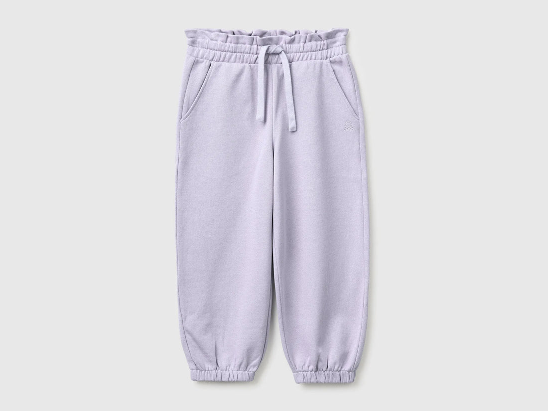 Benetton Lavender Girls Organic Cotton Fleece Joggers SKU: 3J70GF05I_19B Image 01