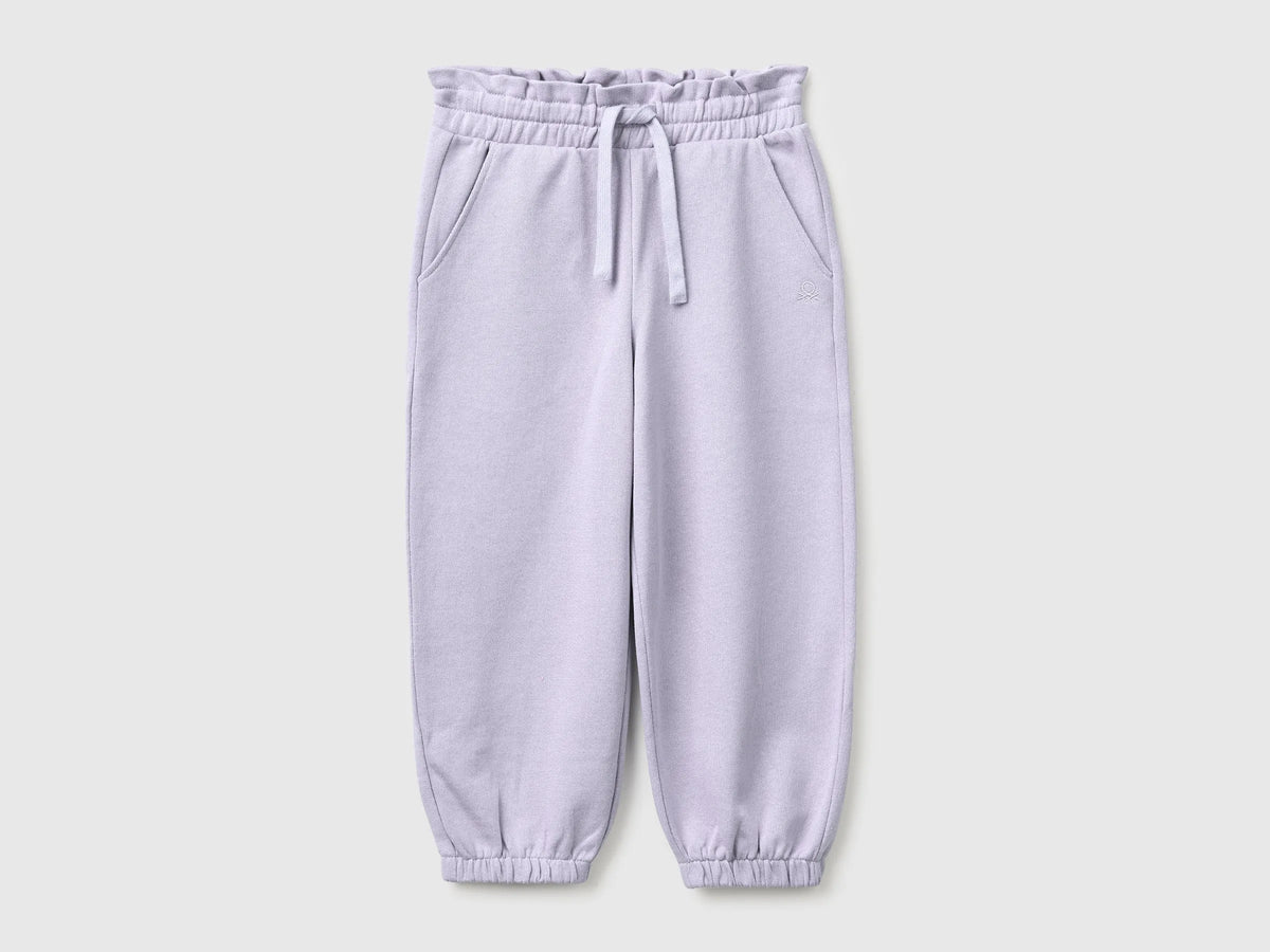 Benetton Lavender Girls Organic Cotton Fleece Joggers SKU: 3J70GF05I_19B Image 01