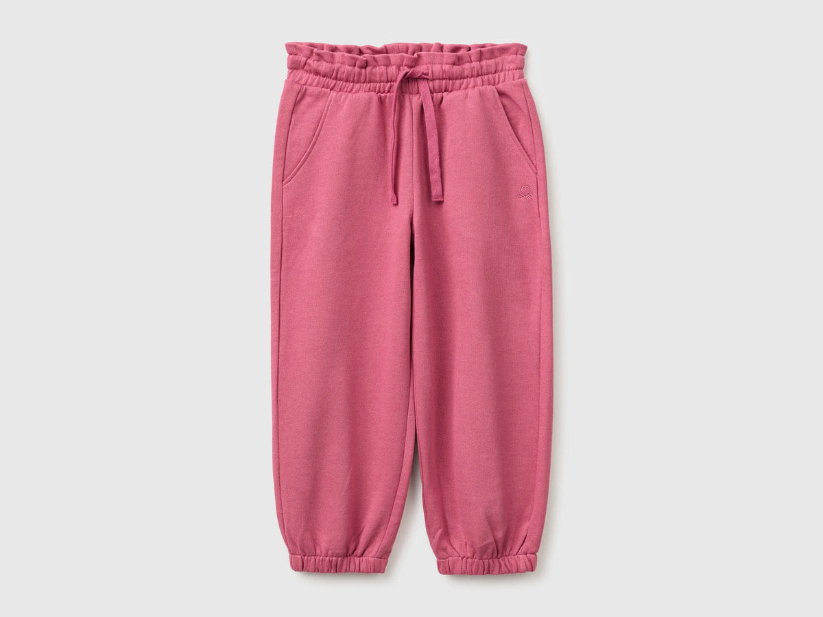 Benetton Fuchsia Girls Organic Cotton Fleece Joggers SKU: 3J70GF05I_2J4 Image 01