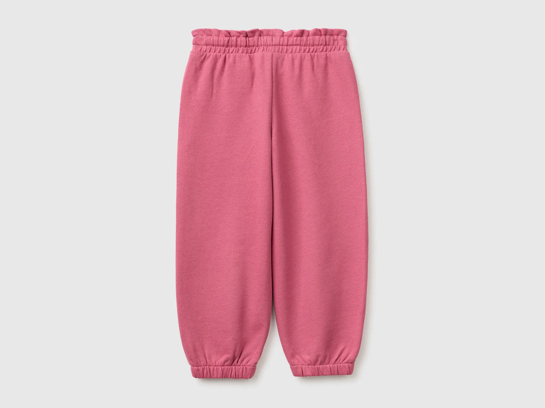 Benetton Fuchsia Girls Organic Cotton Fleece Joggers SKU: 3J70GF05I_2J4 Image 02