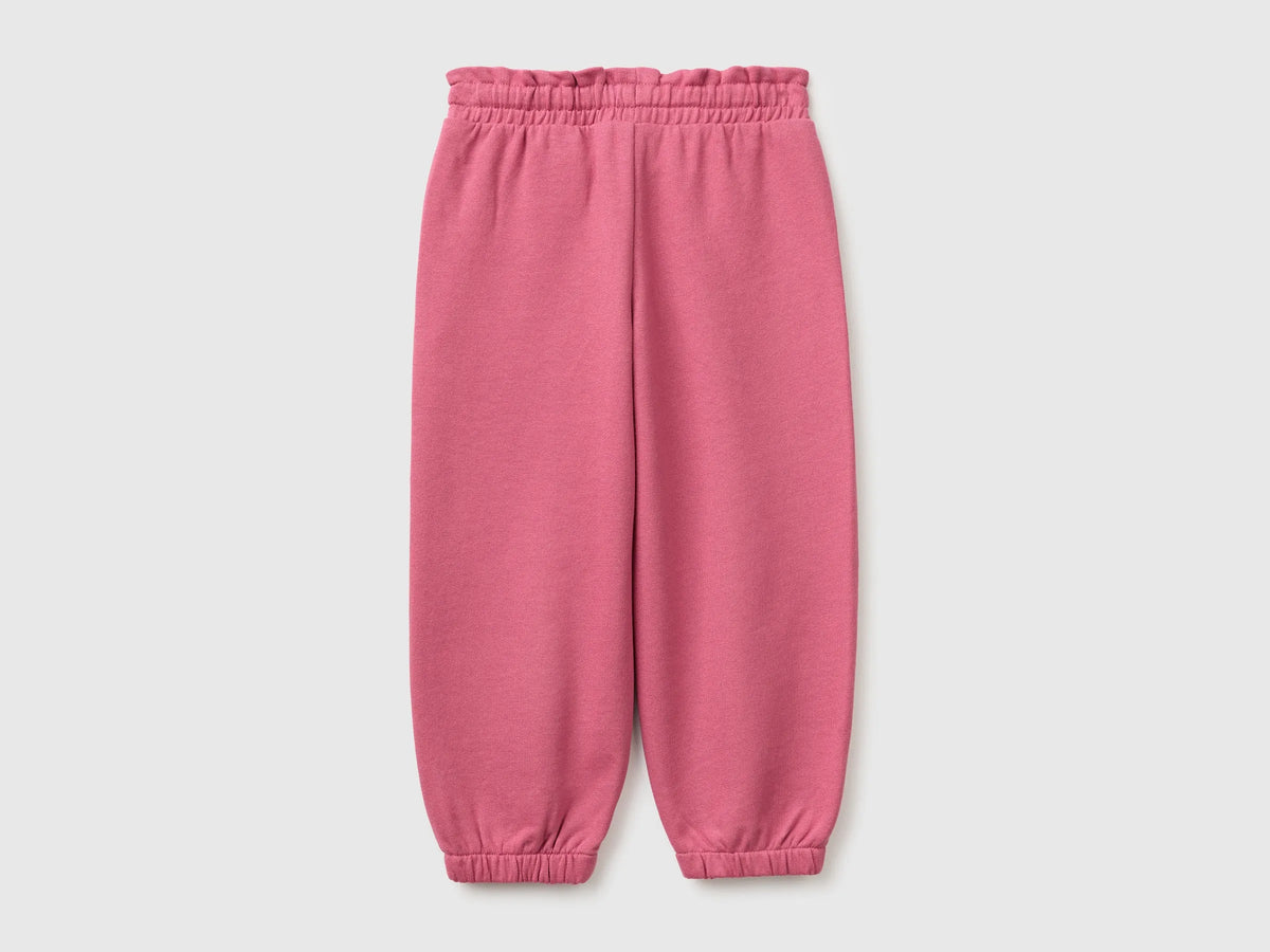Benetton Fuchsia Girls Organic Cotton Fleece Joggers SKU: 3J70GF05I_2J4 Image 02