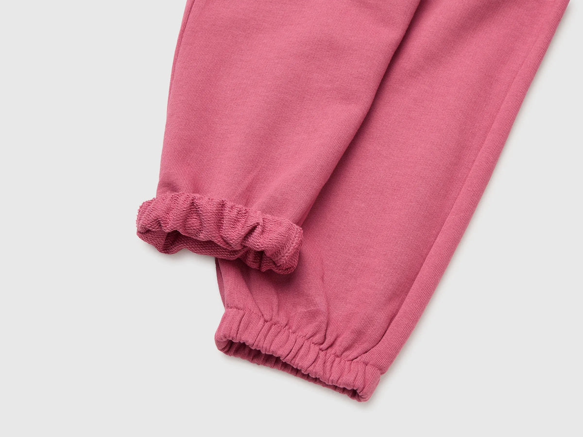 Benetton Fuchsia Girls Organic Cotton Fleece Joggers SKU: 3J70GF05I_2J4 Image 03