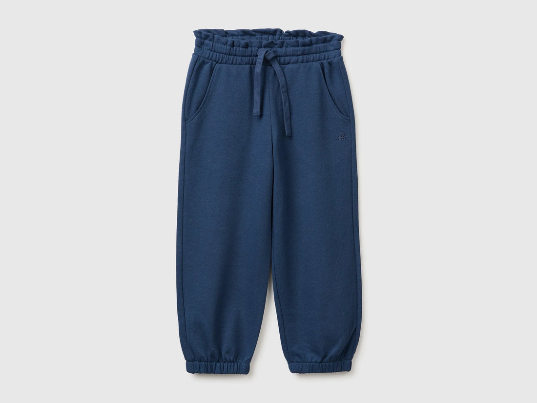 Benetton Blue Girls Organic Cotton Fleece Joggers SKU: 3J70GF05I_355 Image 01