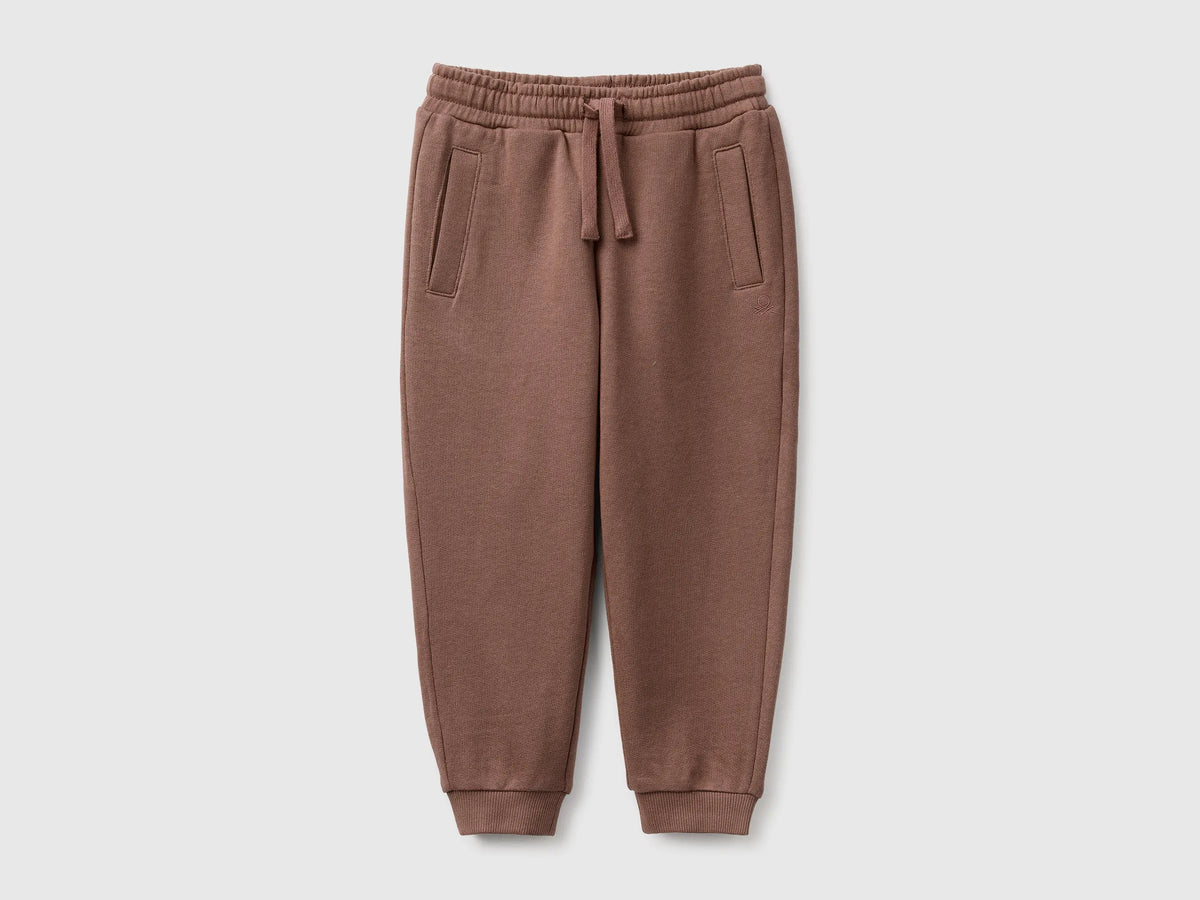 Benetton Brown Boys Fleece Joggers SKU: 3J70GF05J_0U3 Image 01