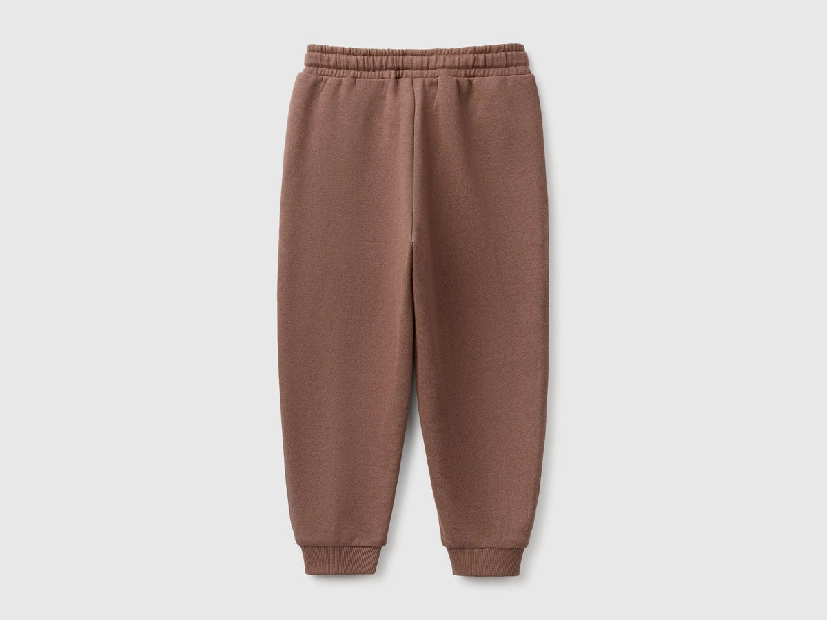 Benetton Brown Boys Fleece Joggers SKU: 3J70GF05J_0U3 Image 02