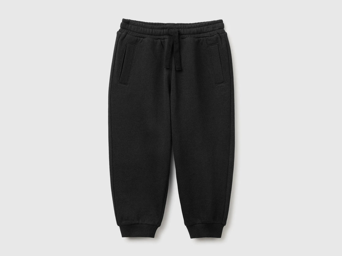 Benetton Black Boys Fleece Joggers SKU: 3J70GF05J_100 Image 01