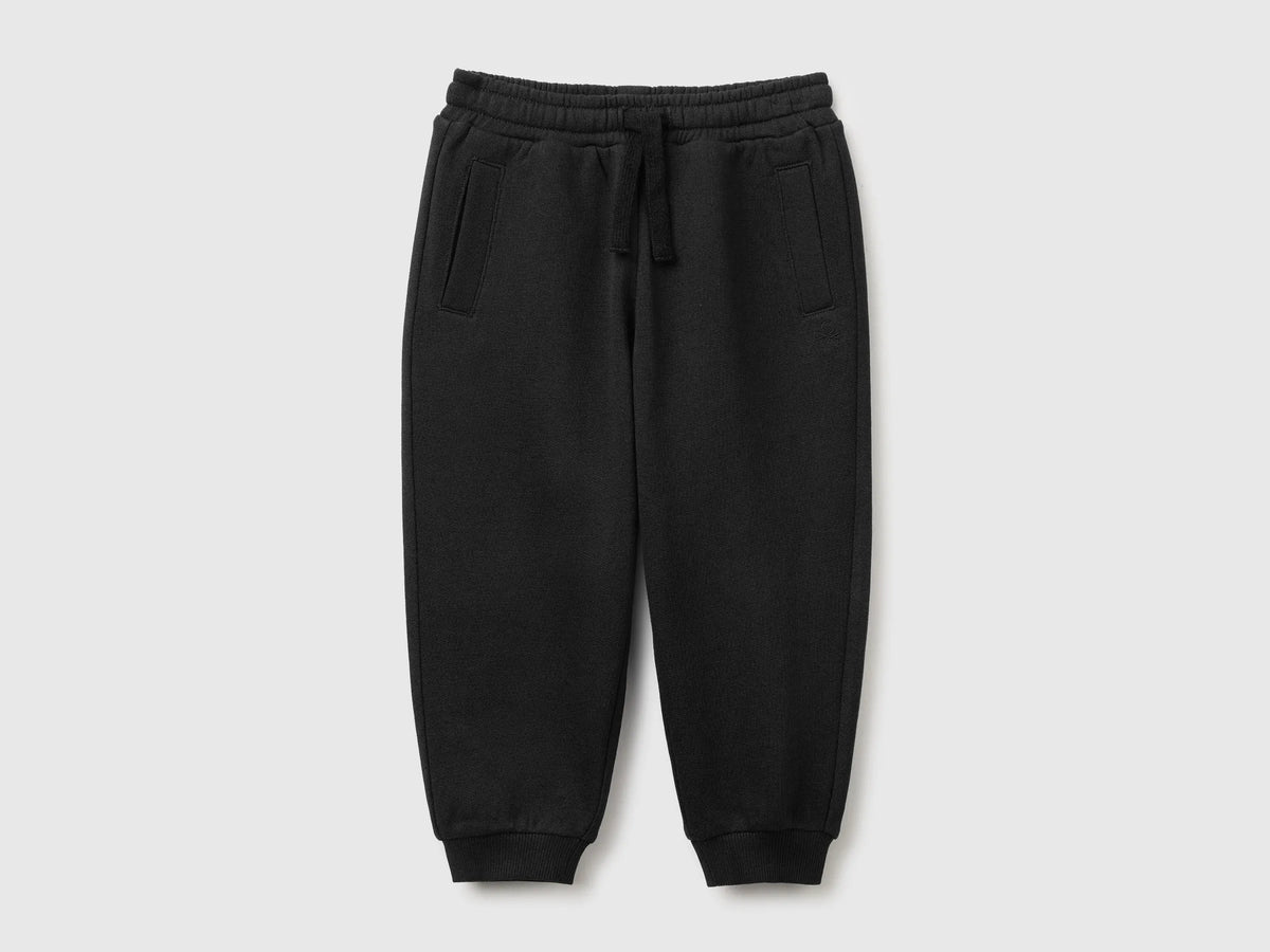 Benetton Black Boys Fleece Joggers SKU: 3J70GF05J_100 Image 01