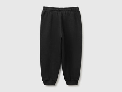 Benetton Black Boys Fleece Joggers SKU: 3J70GF05J_100 Image 02