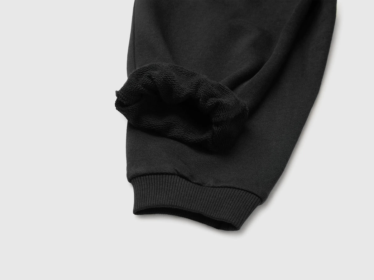 Benetton Black Boys Fleece Joggers SKU: 3J70GF05J_100 Image 03
