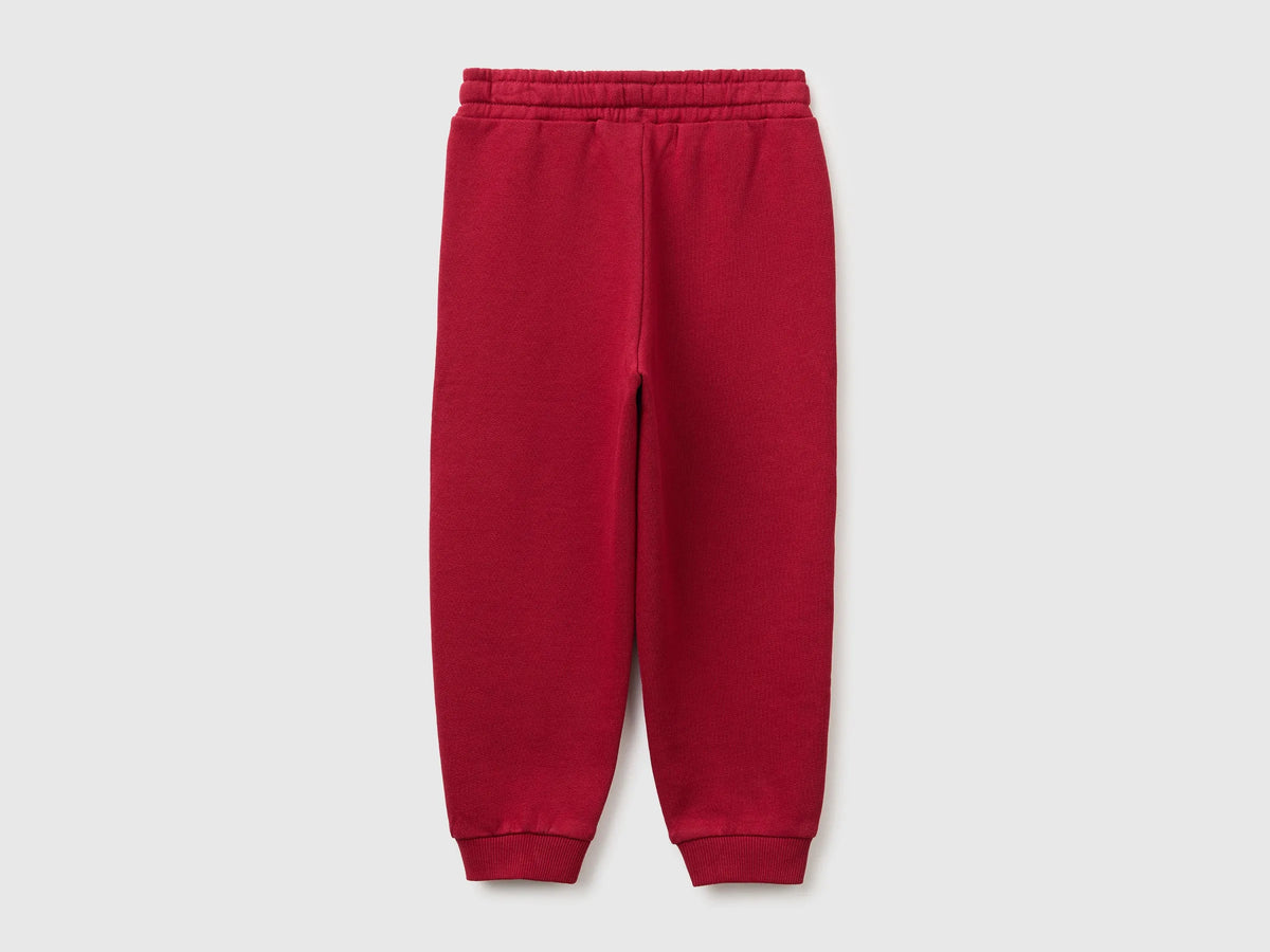 Benetton Burgundy Boys Fleece Joggers SKU: 3J70GF05J_21C Image 02