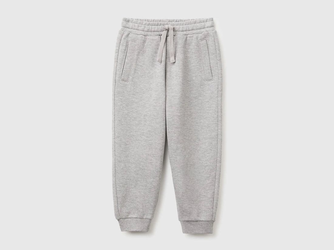 Benetton Light Gray Boys Fleece Joggers SKU: 3J70GF05J_501 Image 01