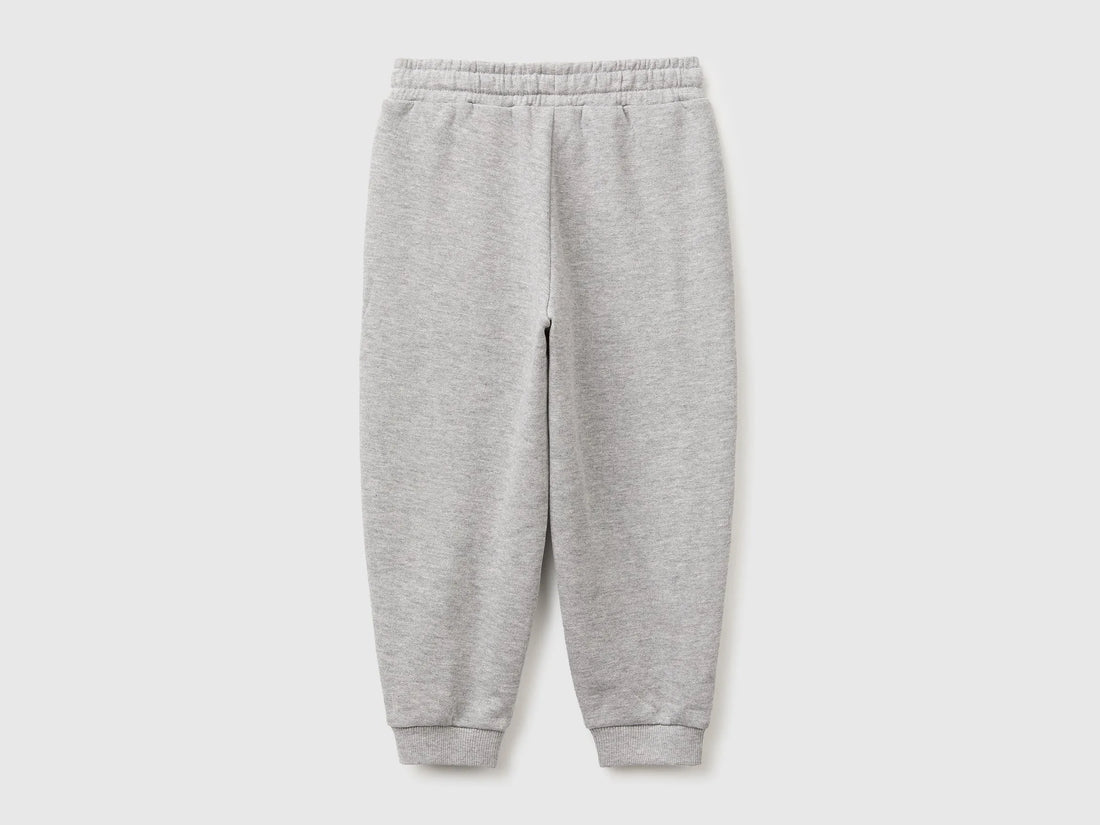 Benetton Light Gray Boys Fleece Joggers SKU: 3J70GF05J_501 Image 02