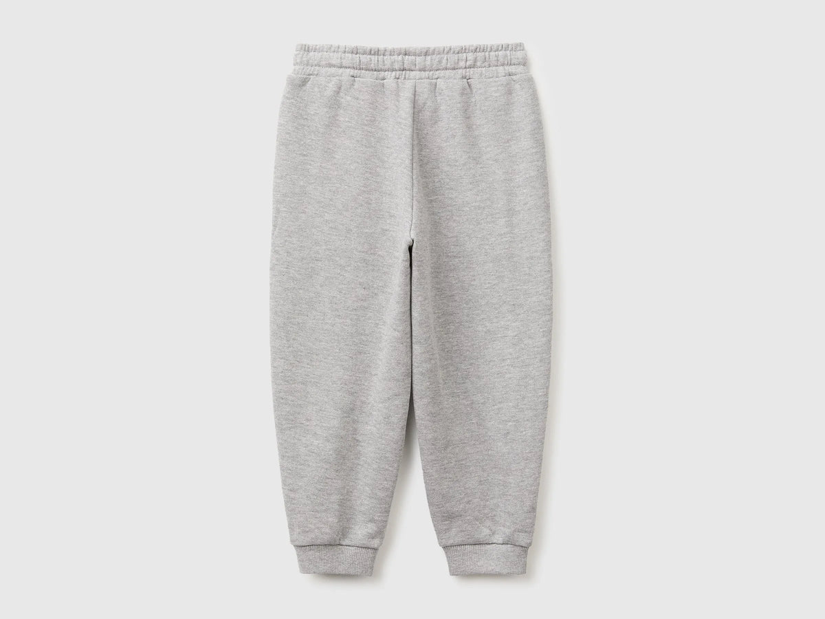 Benetton Light Gray Boys Fleece Joggers SKU: 3J70GF05J_501 Image 02