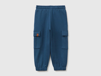 Benetton Dark Blue Boys Fleece Trousers with Pockets SKU: 3J70GF05M_37T Image 02