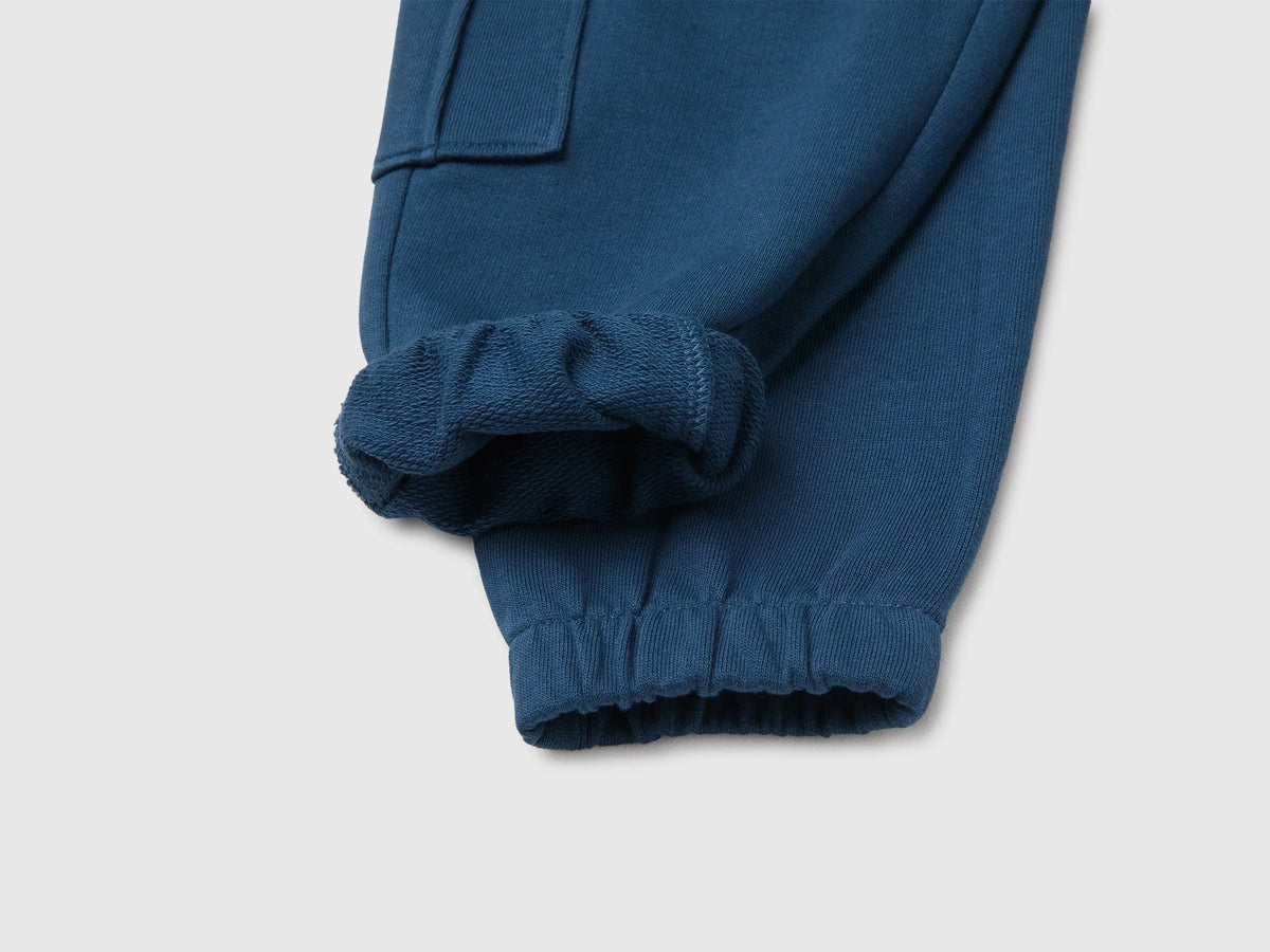 Benetton Dark Blue Boys Fleece Trousers with Pockets SKU: 3J70GF05M_37T Image 03