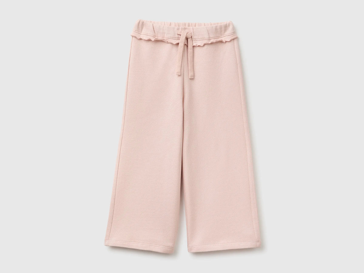 Benetton Soft Pink Girls Sweatpants with Ruffles SKU: 3J70GF05N_08Q Image 01