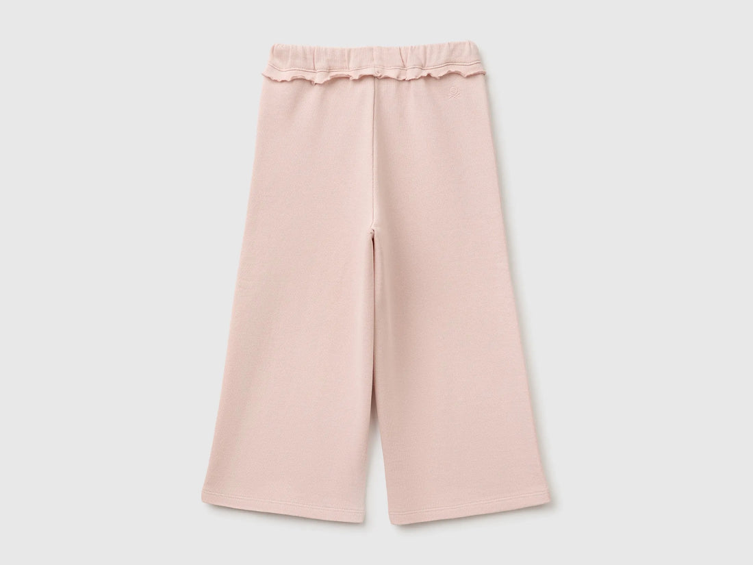 Benetton Soft Pink Girls Sweatpants with Ruffles SKU: 3J70GF05N_08Q Image 02
