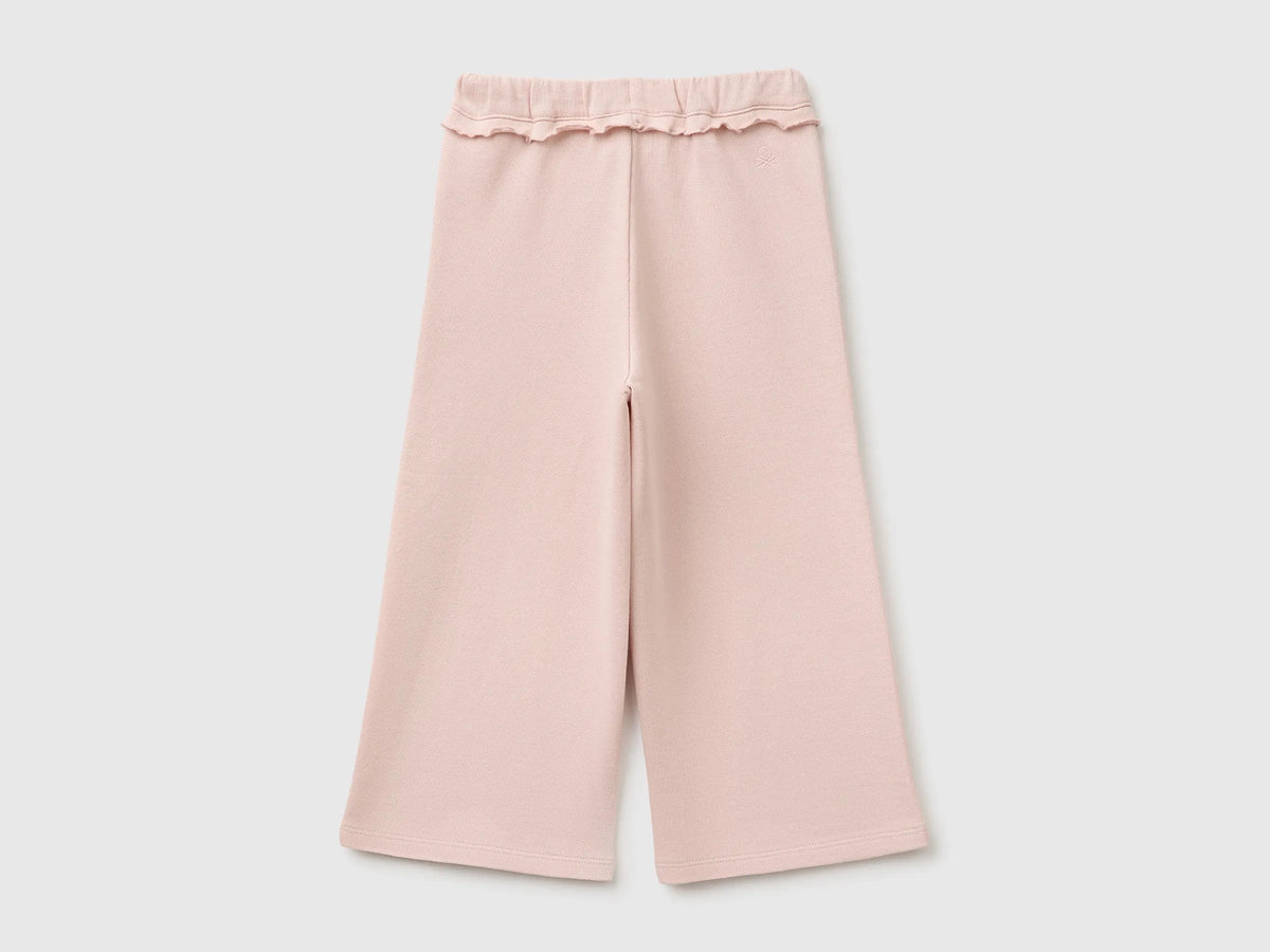 Benetton Soft Pink Girls Sweatpants with Ruffles SKU: 3J70GF05N_08Q Image 02