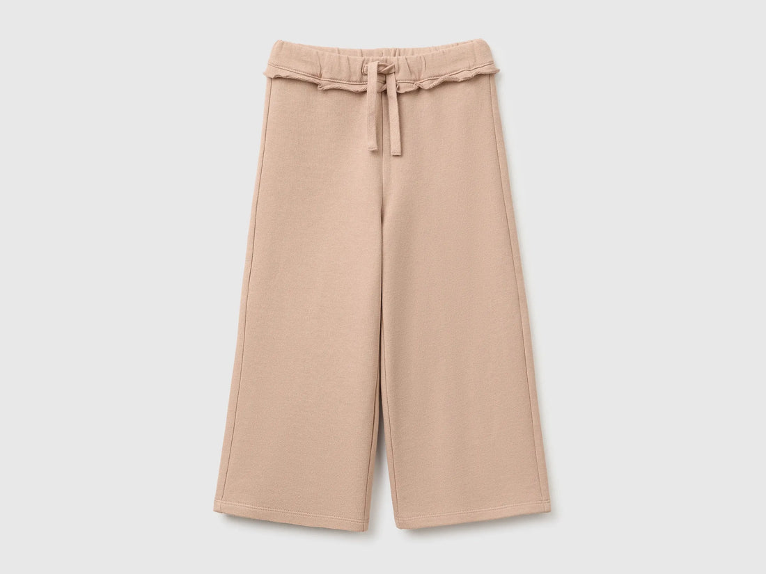 Benetton Dove Gray Girls Sweatpants with Ruffles SKU: 3J70GF05N_199 Image 01