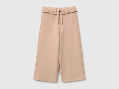 Benetton Dove Gray Girls Sweatpants with Ruffles SKU: 3J70GF05N_199 Image 01