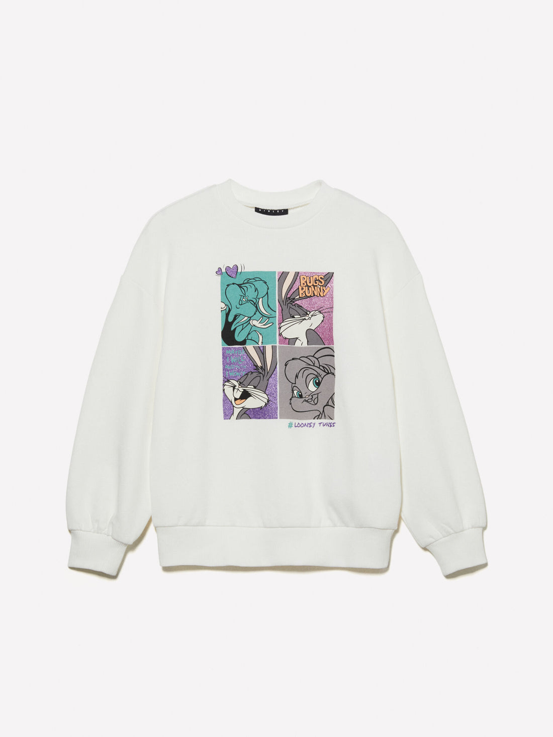 White Sweatshirt with ©Looney Tunes Print_3J70X104Y_074_01