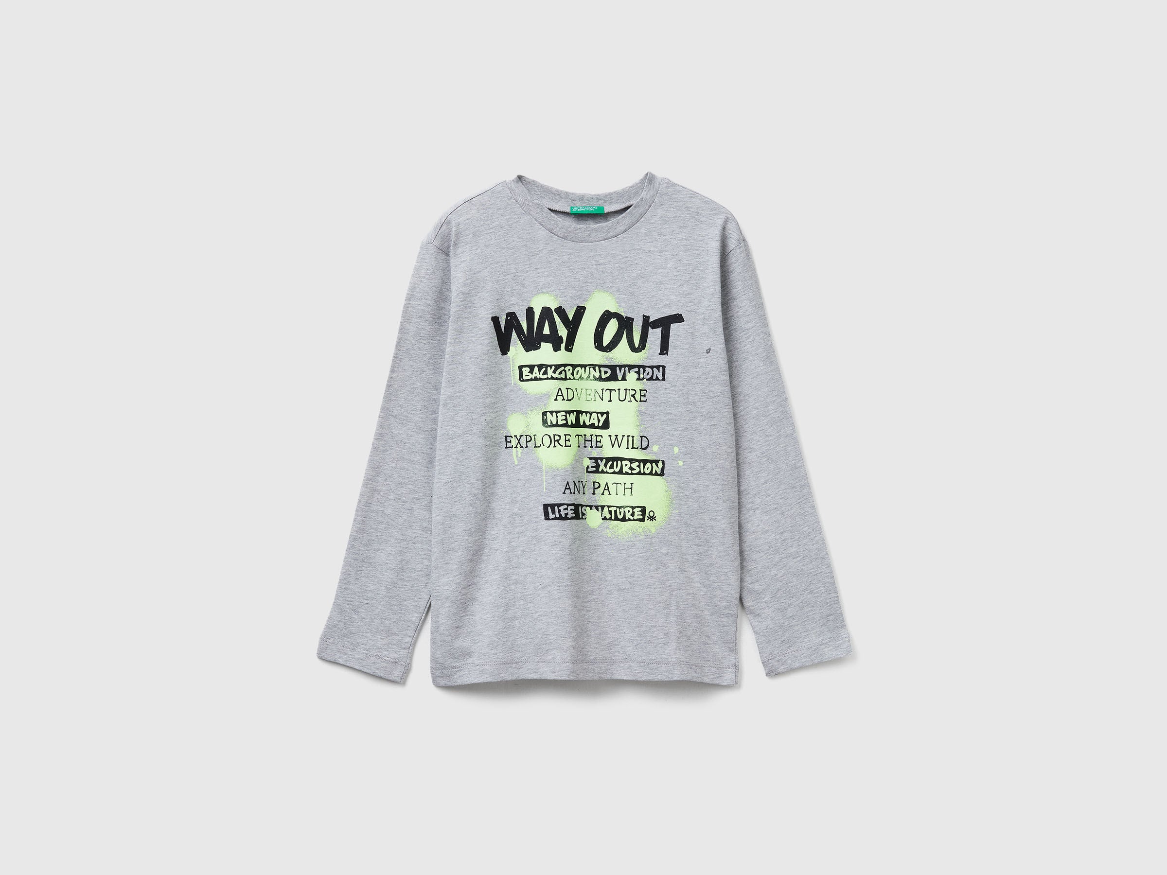 Benetton_Light Gray_T-Shirt with Print_3JERC10QO_501_01