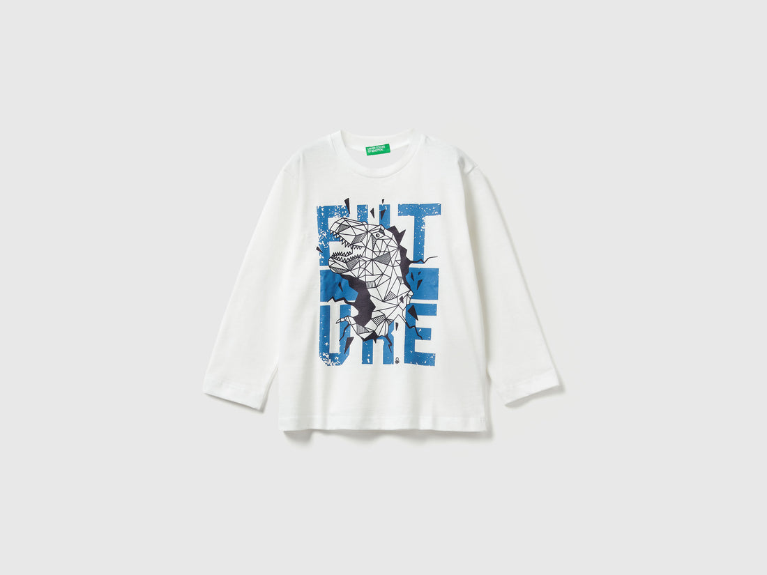 Benetton_Creamy White_T-Shirt with Print_3JERG10K5_074_01